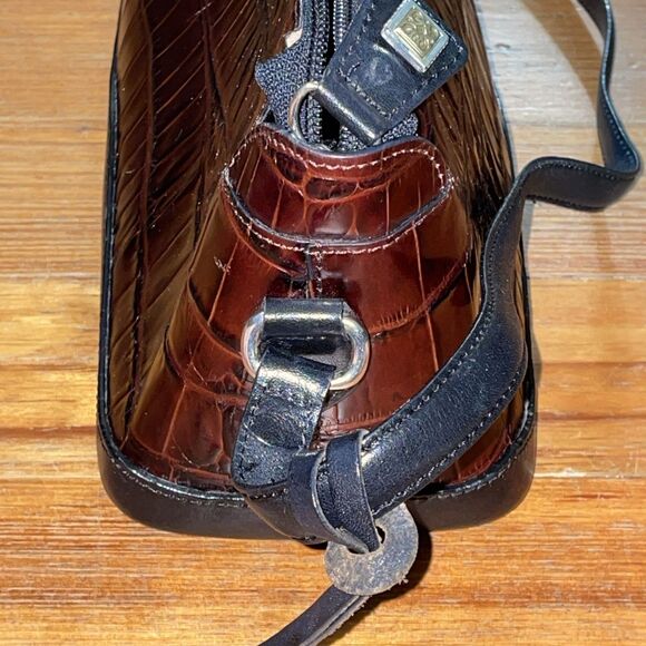 Brighton Vintage Brown Croc Embossed Leather Shoulder Bag Purse - Picture 16 of 16